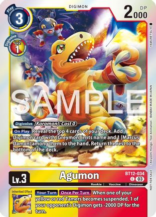 Agumon - BT12-034 (Official Tournament Vol.13 Winner Pack) (BT12-034) - Across Time Foil