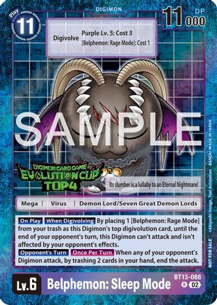 Belphemon: Sleep Mode - BT13-088 (2024 Evolution Cup Top 4) (BT13-088) - Versus Royal Knights Foil