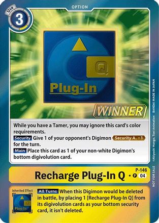 Recharge Plug-In Q - P-146 (Store Tournament 2024 Jul. - Sep. Winner Pack) (P-146) - Digimon Promotion Cards Foil