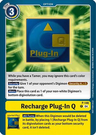 Recharge Plug-In Q - P-146 (Store Tournament 2024 Jul. - Sep. Participation Pack) (P-146) - Digimon Promotion Cards