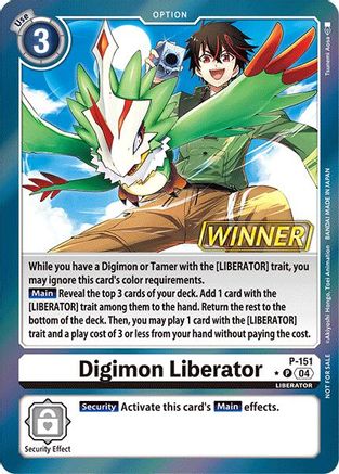 Digimon Liberator - P-151 (Store Tournament 2024 Jul. - Sep. Winner Pack) (P-151) - Digimon Promotion Cards Foil