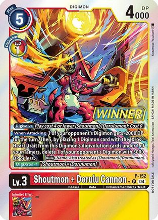 Shoutmon + Dorulu Cannon (Store Tournament 2024 Oct. - Dec. Winner Pack) (P-152) - Digimon Promotion Cards Foil