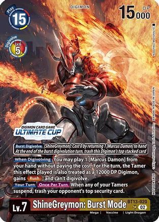 ShineGreymon: Burst Mode (Ultimate Cup 2024) (BT13-020) - Versus Royal Knights Foil
