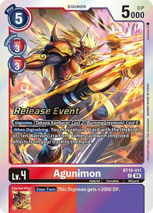 Agunimon (BT18-011) - Release Special Booster 2.0 Celebration Event Cards Foil