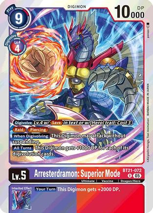 Arresterdramon: Superior Mode (BT21-072) - World Convergence Foil