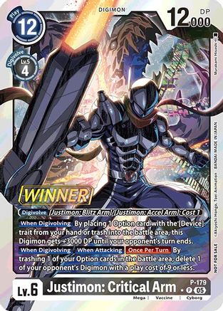 Justimon: Critical Arm (Store Tournament 2025 Vol.2 Winner Pack) (P-179) - Digimon Promotion Cards Foil