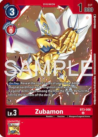 Zubamon (BT3-008) - Limited Card Pack -Billion Bullet- Foil