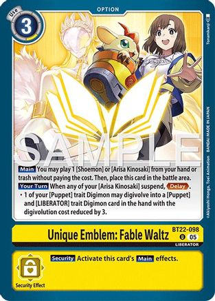 Unique Emblem: Fable Waltz (BT22-098) - Cyber Eden