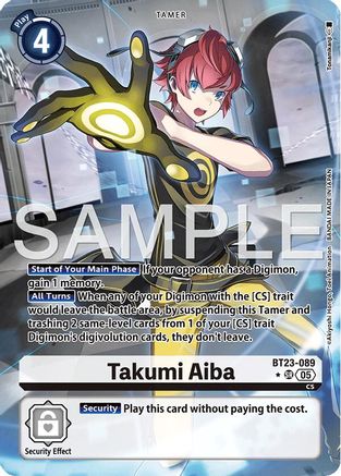 Takumi Aiba (Alternate Art) (BT23-089) - Hackers' Slumber Foil