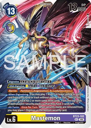 Mastemon (Alternate Art) (BT23-102) - Limited Card Pack -Billion Bullet- Foil