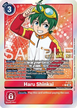 Haru Shinkai (Official Store Tournament 2026 Vol. 1 Winner) (P-217) - Digimon Promotion Cards Foil