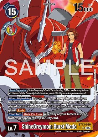 ShineGreymon: Burst Mode (Alternate Art) (BT13-020) - Advanced Booster Digimon Generation Foil
