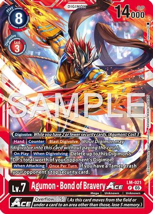 Agumon - Bond of Bravery ACE (Reprint) (LM-021) - Advanced Booster Digimon Generation Foil